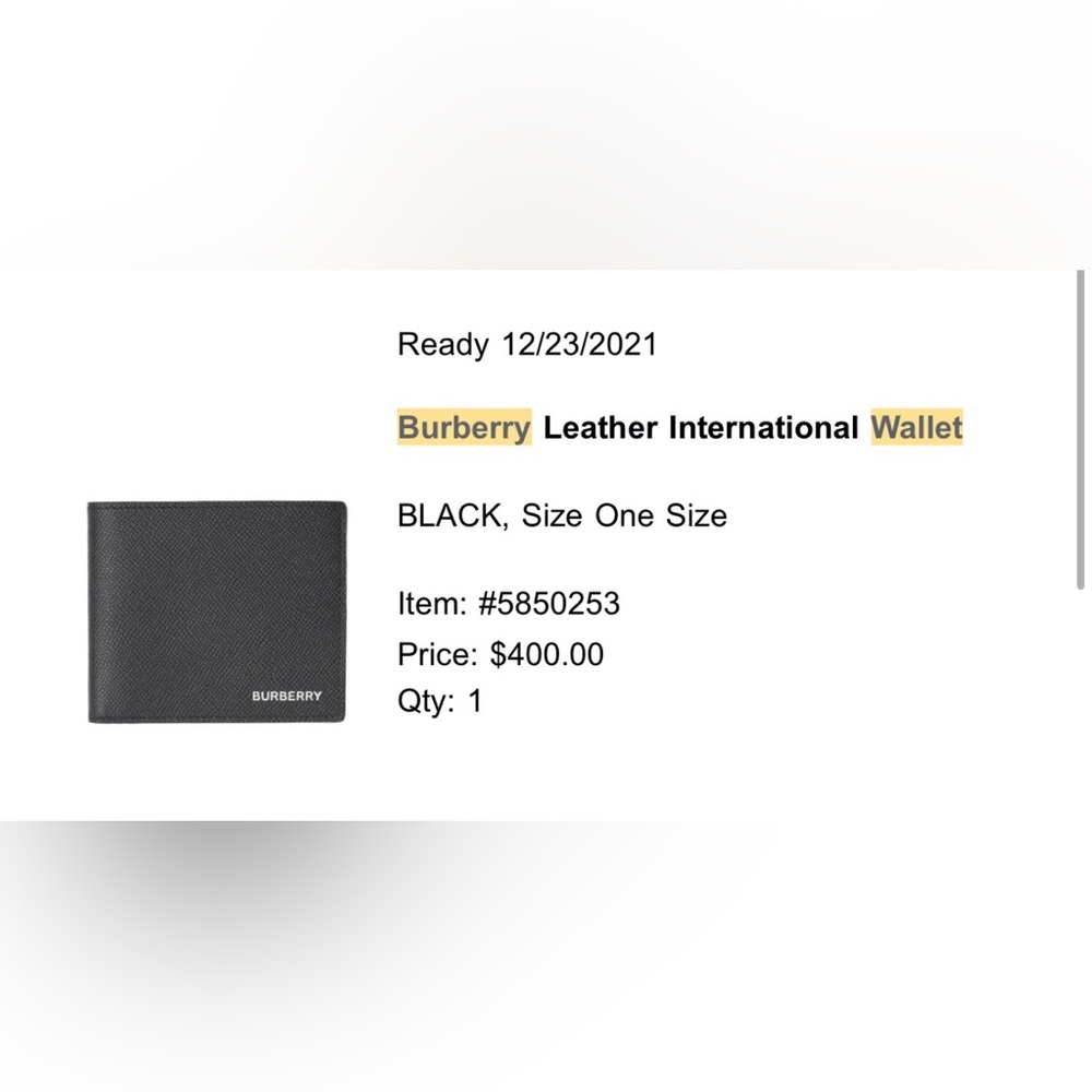 Burberry Black Leather International Wallet
